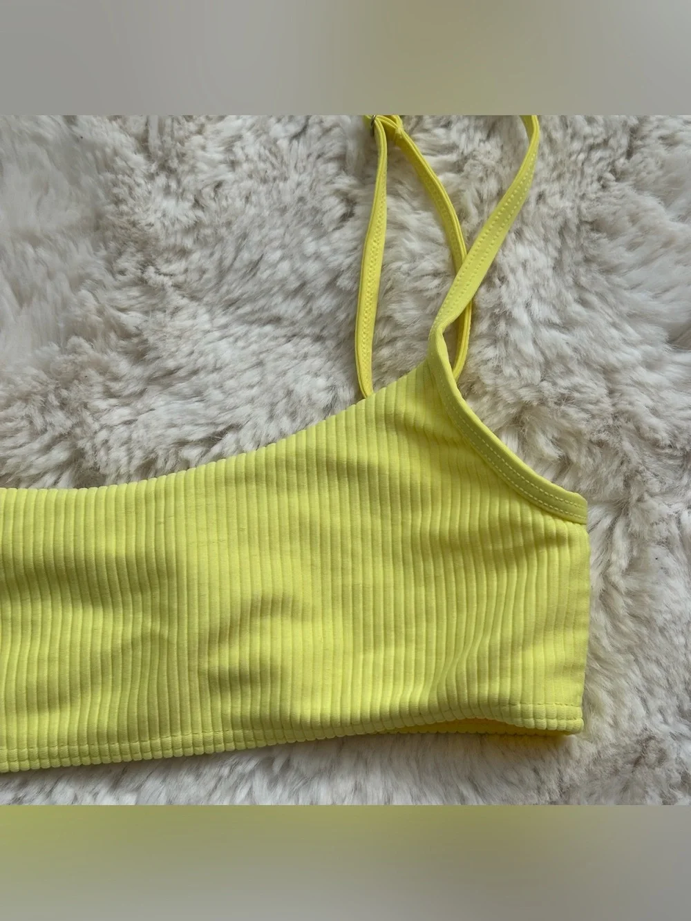 Frankie’s Bikinis Yellow Ribbed Bikini Top